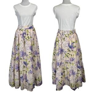 NEW‎ Biltmore Floral Tiered Maxi Skirt Size Small 6 8 Boho Romantic Whimsy Fairy